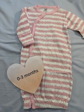 Touched by Nature - Pink & White Organic Cotton Striped Sleep Gown Pajamas